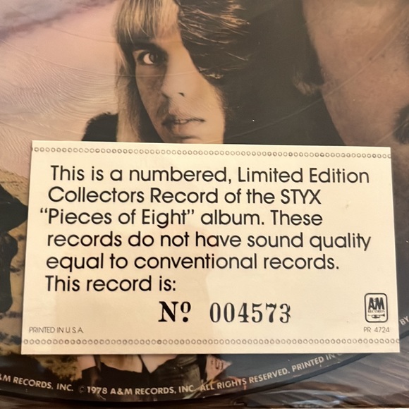 Styx Pieces Of Eight Limited Edition Numbered Picture Disc LP 1978 - Picture 6 of 7